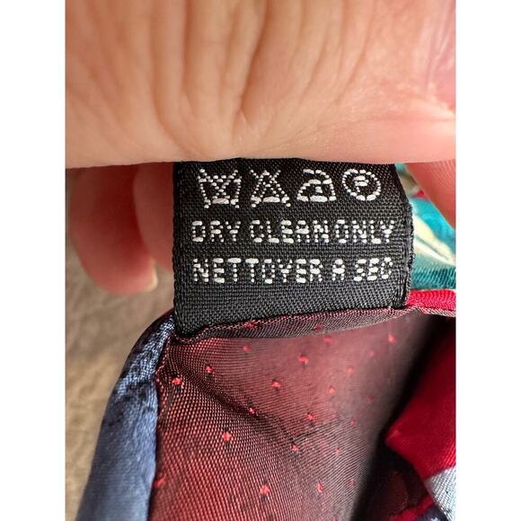 Rene Lezard Red Multicolor Geometric 100% Silk Tie - Picture 4 of 7